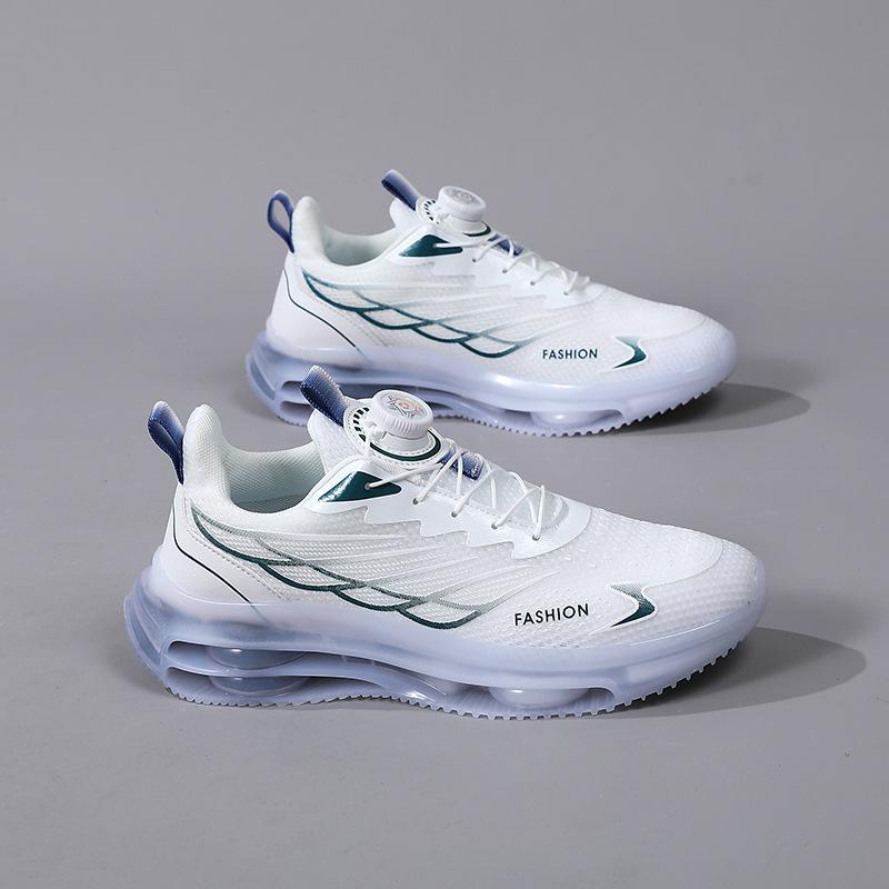 Rotating Button Men's Shoes 2025 Summer New Large Size Fly-woven Sports Shoes Platform Heightening Fashion Casual Shoes