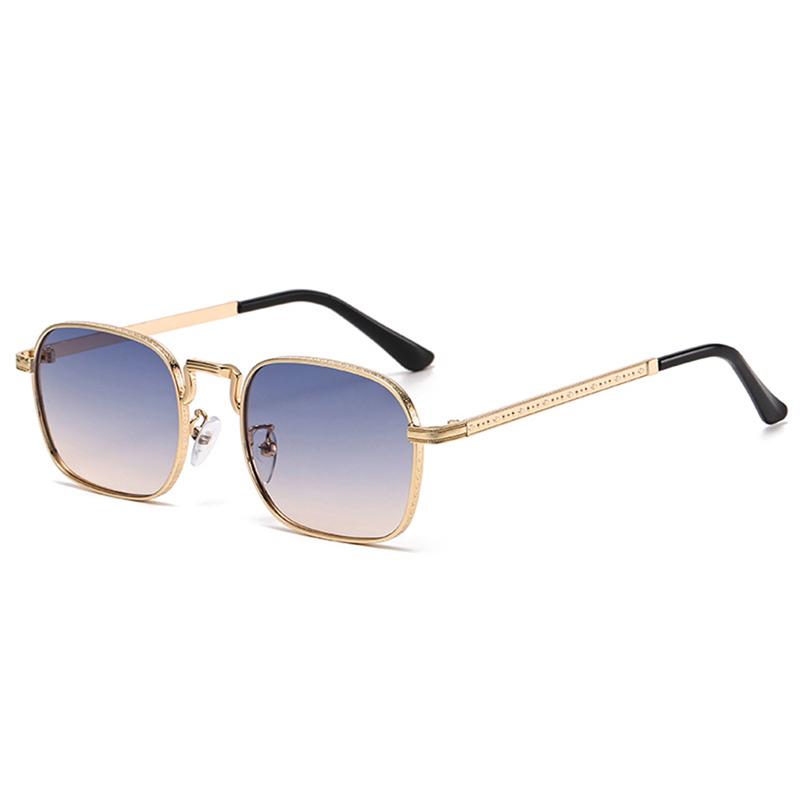 Vintage Square Sunglasses Men New Fashion Metal Rim Multi-color Decor Shades Women Trendy Luxury Brand Design Sun Glasses