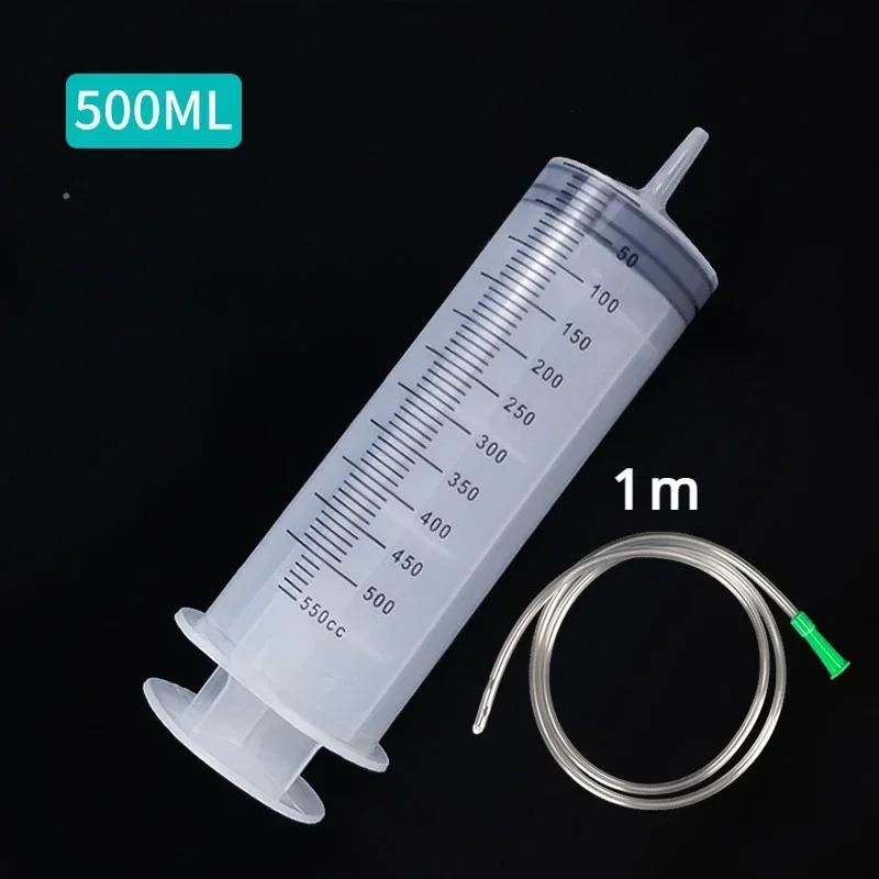Large Vacuum Capacity Syringe 100/200/300/500ml Reusable Syringe Oil Pump with 1m Hose Pet Nutrition Feeding Metering Pump