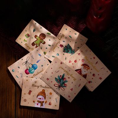 1 Set Weihnachtsgrußkarte mit Umschlägen, Aufklebern, Vintage-Stil, frohe Weihnachtskarte für festliche Weihnachtsgeschenke
