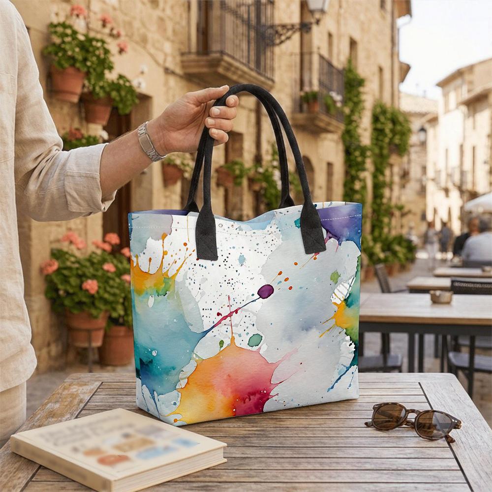 Watercolor Printed Tote Bag Fashion Large Capacity Casual Carryall for Daily Use