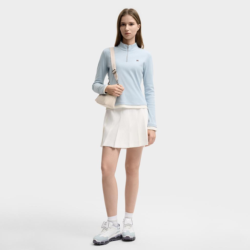 Fila Heritage Simple Casual Skin-Friendly Soft Stretch Long Sleeve Knit T-Shirt Women Tops F11W548204FLB