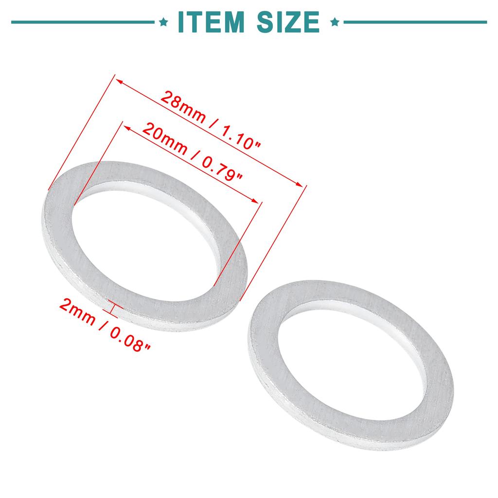 ACROPIX M20 Drain Plug Gasket Kit for Honda Civic Silver Tone 10pcs