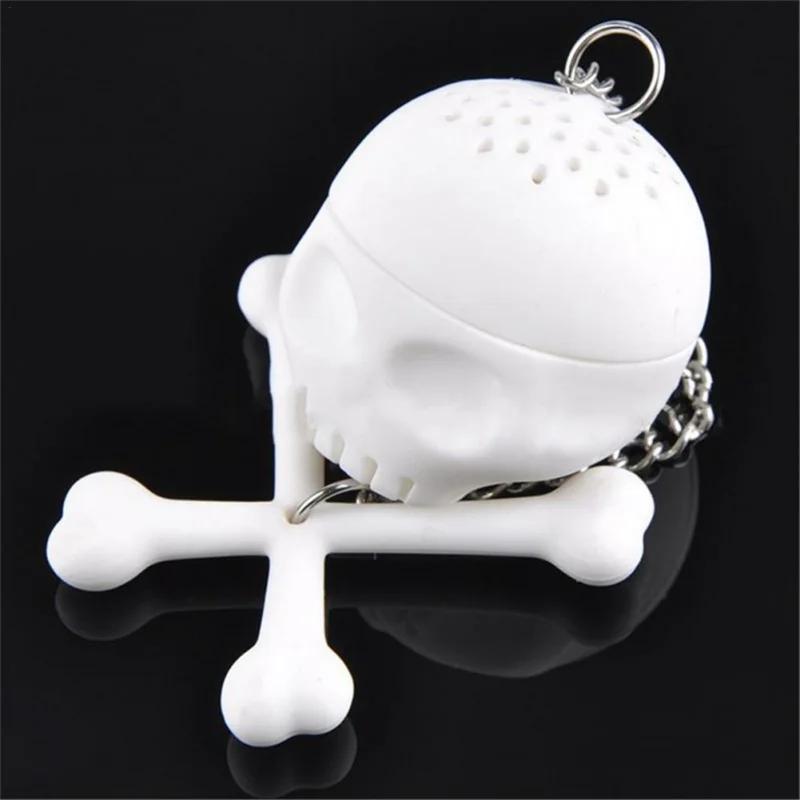 Creative Skull Head Shape Silicone Tea Infuser Tea Strainer Bag Scented Tea Reusable Cartoon Model Brewing Kitchen Tool