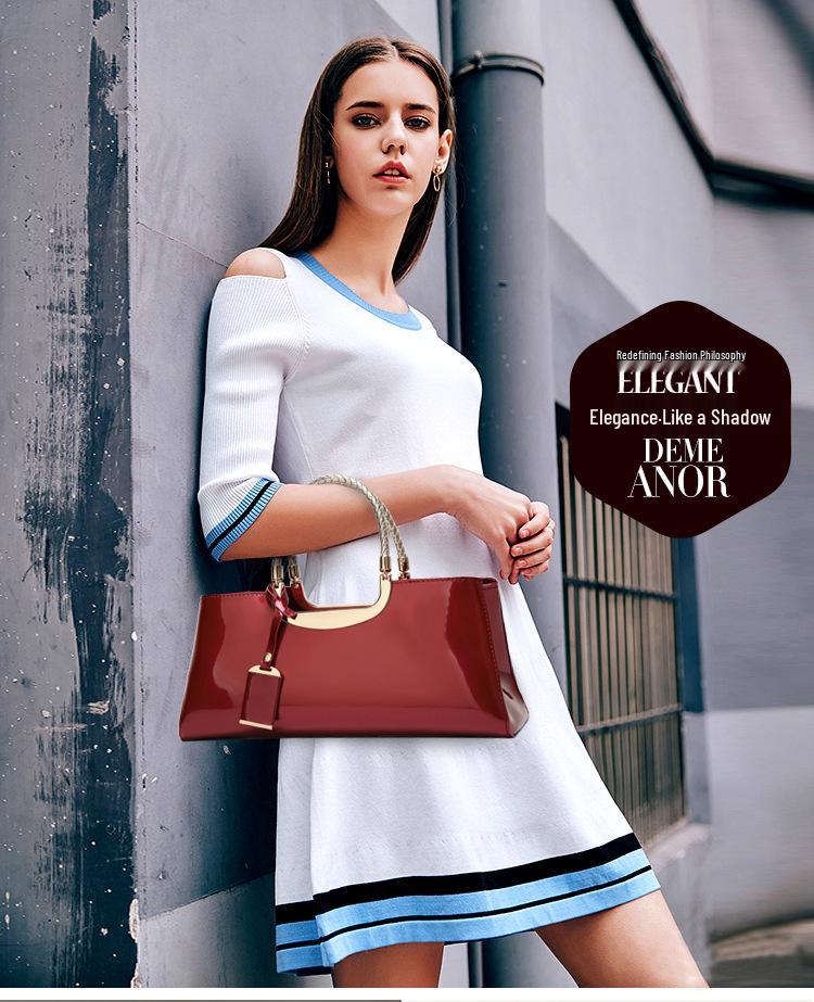 2025 Hot-Selling Women's Glossy Patent Leather Handbag: European & American Style Bridal Wedding & Evening Bag