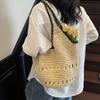 Yogodlns Straw Tote Bag Large Capacity Straw Bag For Women Woven Fashion Handmade Boho Shoulder Bag High-end Seaside Vacation Beach Bag