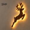 Damage Free Wall Decor Christmas Reindeer Light, Wooden LED Silhouette with Warm Backlight, Seasonal Entryway Accent Battery Operated Lighted Festive