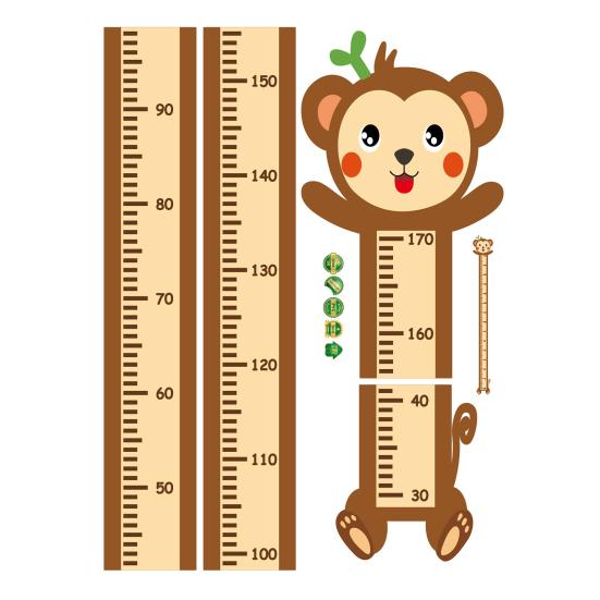 

Yousheng Animal Baby Growth Chart Decal Self-Adhesive Children Bedroom Play Room Nursery Boys Girls Height Measurement Ruler Wall Sticker Monkey