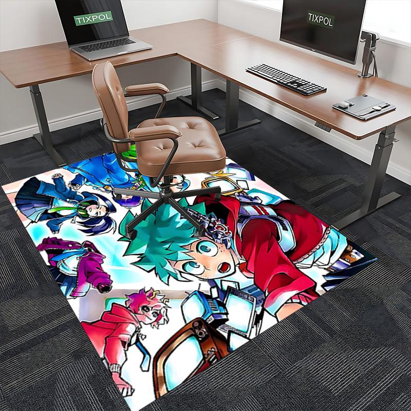 1pc My Hero Academia Anime Chair Mat - Office Desk Carpet with Izuku Midoriya Design, Anti-Slip Floor Protector for Home Decor, Suitable for All Seaso