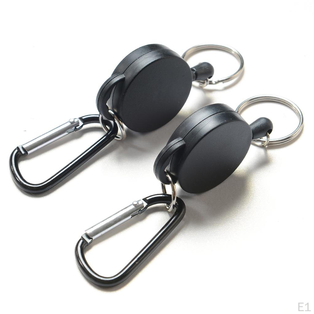 2 Pieces Retractable Key Chain Steel Reel Ring Belt Clip