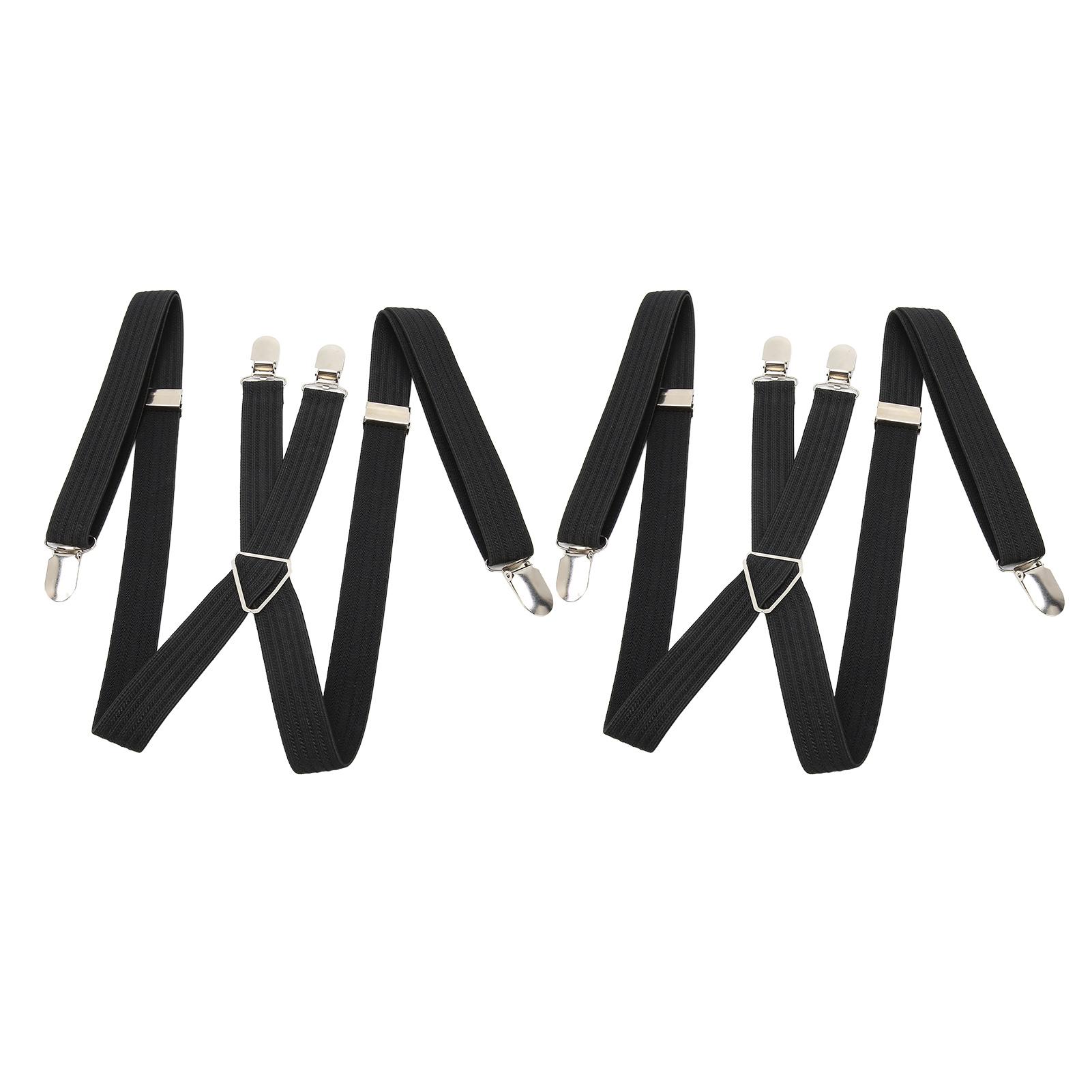 

2 шт. Мужские подтяжки в британском стиле, черные, с застежкой X сзади, 2,5–3,3 фута, растягивающиеся мужские подтяжки для платья