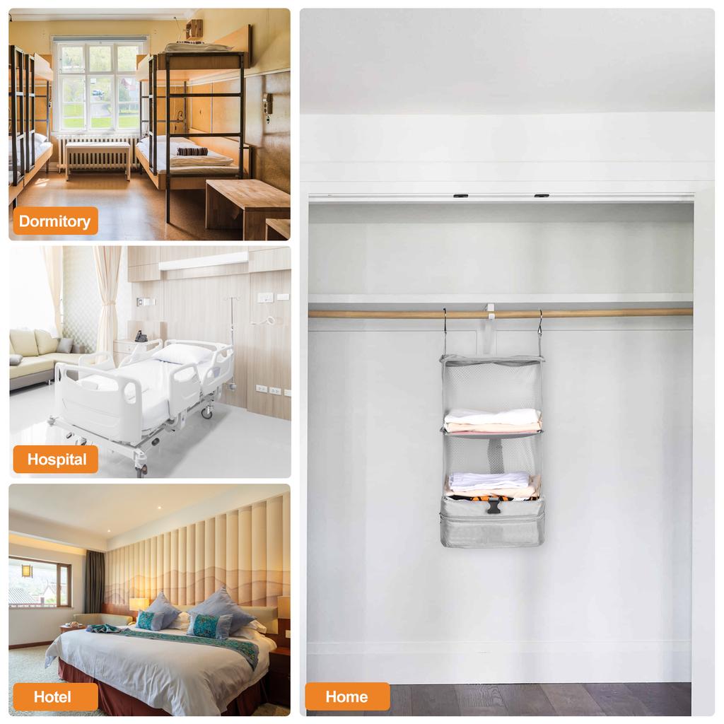 Travel Luggage Organizer Large Capacity Portable Hanging Travel Shelves Foldable Breathable Garment Organizers Bag for Suitcase