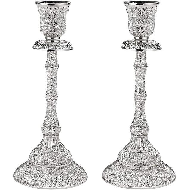 OwnMy Набор из 2 подсвечников для конических свечей Винтажные металлические подсвечники-столбики 7,4 дюйма, Элегантные латунные подсвечники Декор Набор подсвечников для серебряный