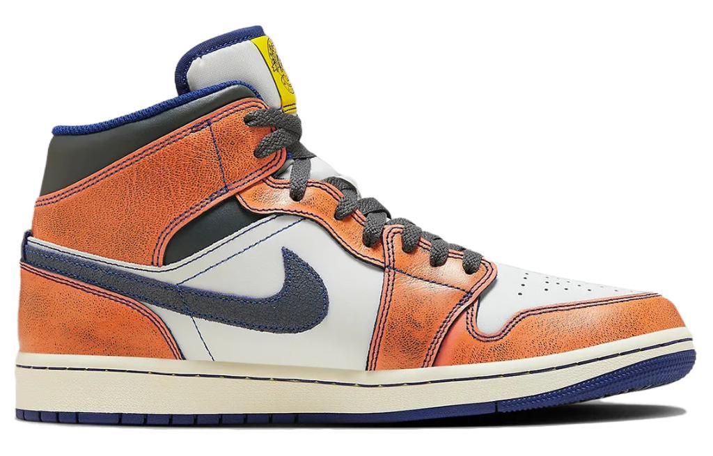 Men's Sneakers Jordan 1 Mid SE Summit White Crimson Bliss Deep Royal Blue Iron Grey