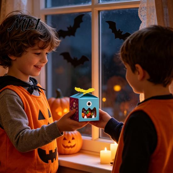 Holiday Chocolate Boxes Cute Halloween Treat Boxes, Party Candy for Cookie Goodie Snack Foldable Cardboard Gift Packaging, Small Container Kids Trick