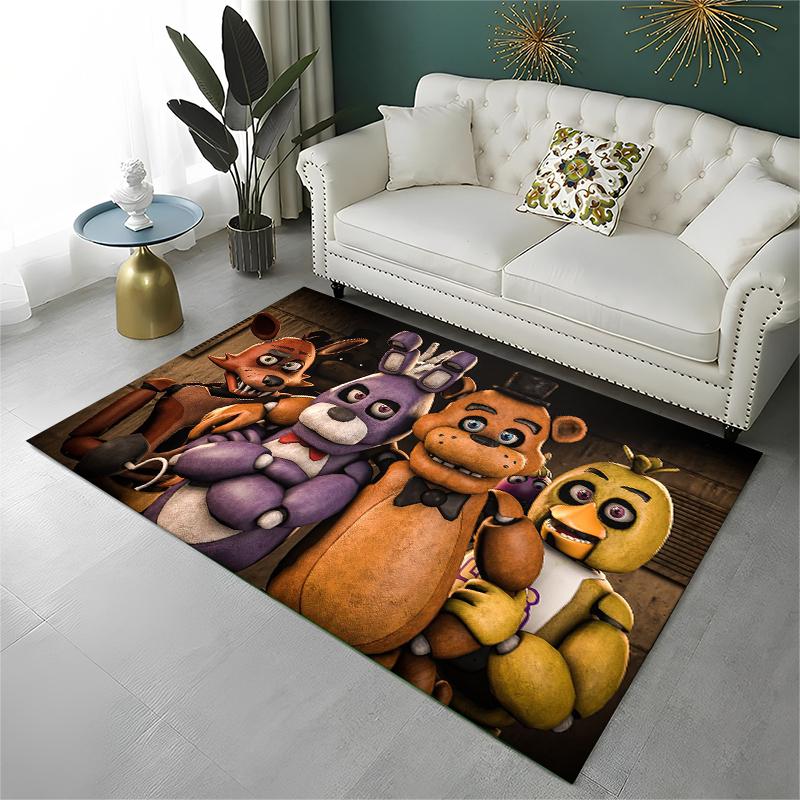 Klasický F-FNAF Hororová Hra Freddy Koberec Kobereček do Herny Ložnice Obývacího Pokojíku Pohovky Domácí Dekorace, Dětský Kobereček Protiskluzová Podložka