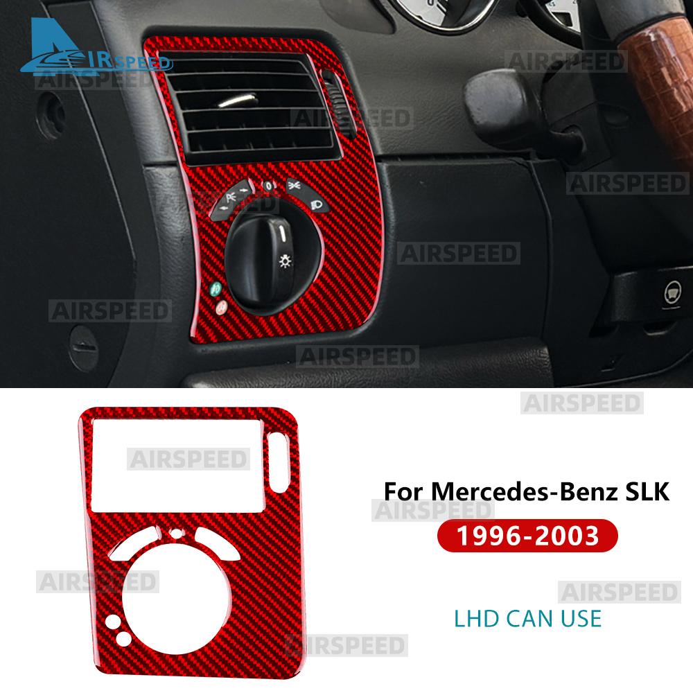 Real Soft Carbon Fiber Trim Sticker For Mercedes Benz SLK R170 1996 1997 1998 1999 2000 2001 2002 2003 Car Headlight Switch