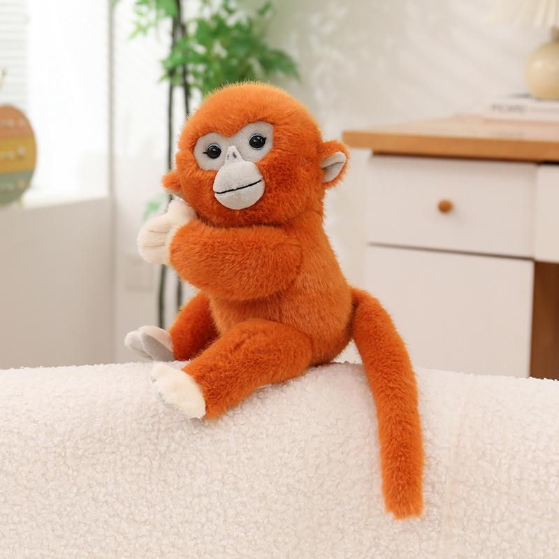 Golden Monkey Simulated Plush Toy Stuffed Long Arms Zoo Animal Fluffy Doll Brown Orange Appeasing Companion Gift