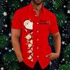 Autumn and Winter Men's Short Sleeved Shirt New Year's Christmas Pattern Digital Printed Shirt Top Men's Casual Shirt