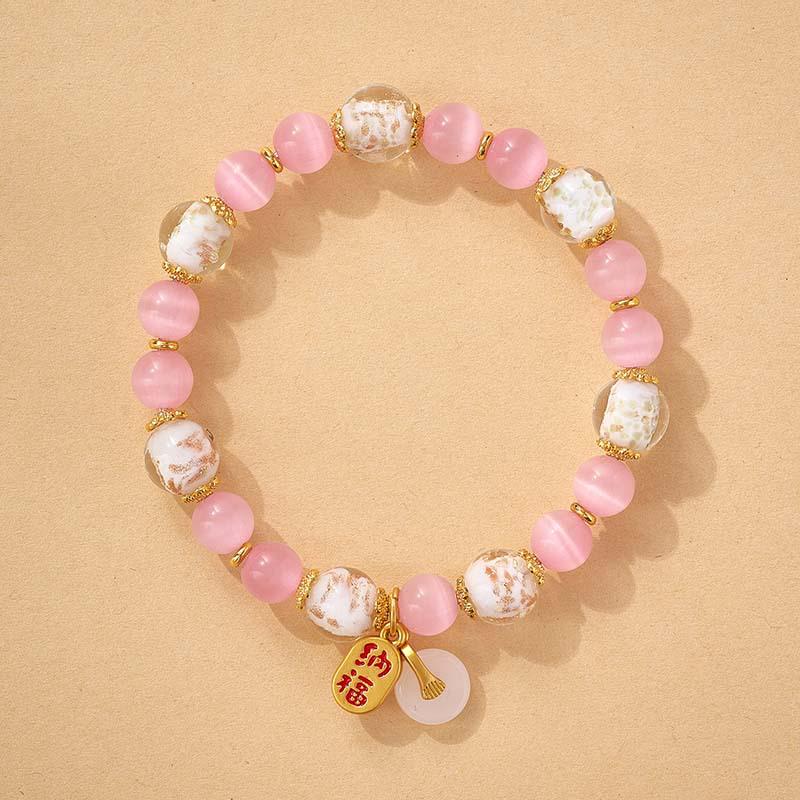 Luminous Cat's Eye Ash Glass Bracelet: Women's Luck-Changing Crystal Ornament