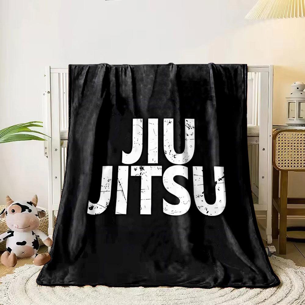 

Bold, distressed white text reading JIU JITSU on a solid black background. for all seasons blanket lunch break throw gift 80cm x 120cm
