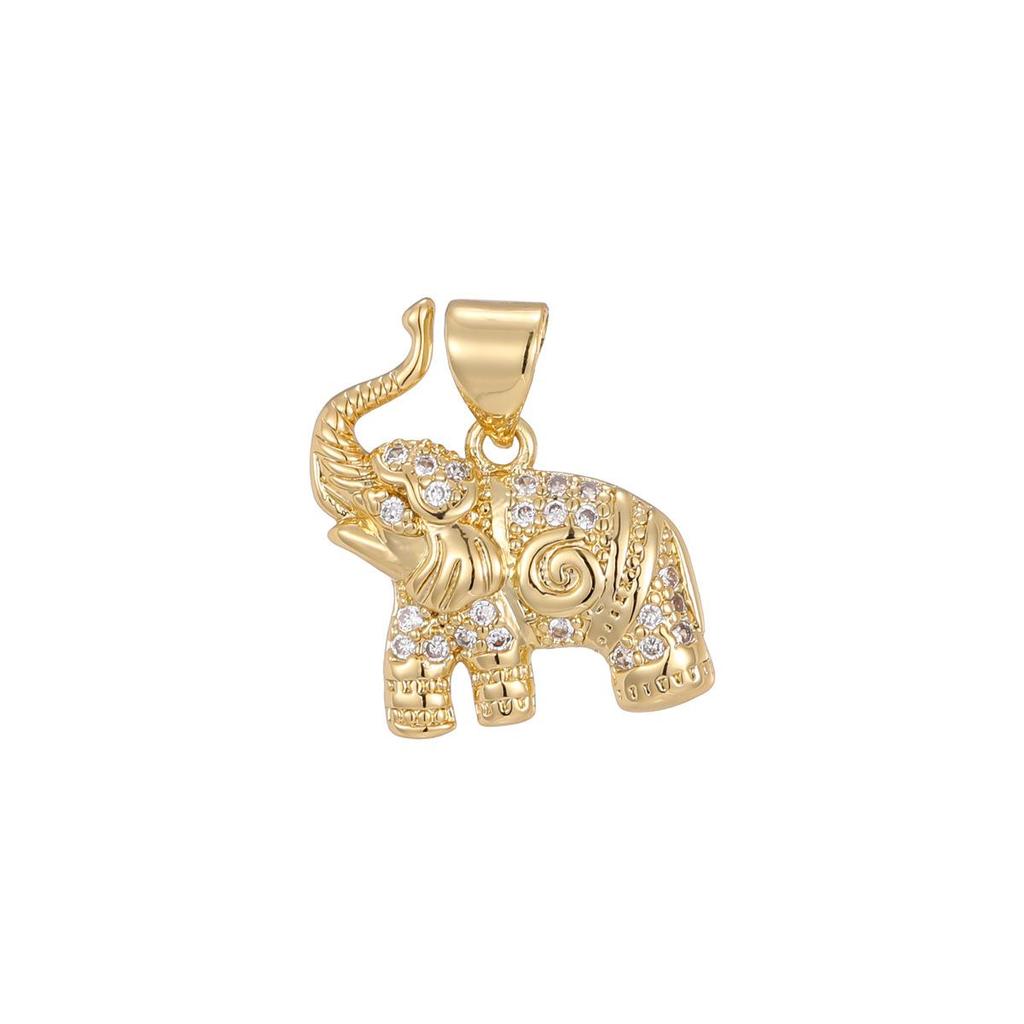 18K Gold Rhinestone Elephant Necklace – Fashionable European and American Animal Pendant.