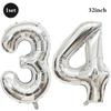 32inch Silver Number Foil Balloons Large Digit 0-9 Helium Globos Happy Birthday Party Decor Wedding Anniversary Graduation 2026