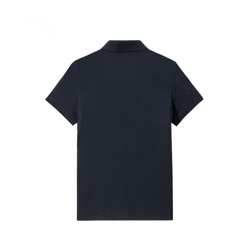 Anta Comfortable Casual Simple Breathable Letter Print Short Sleeve Polo Shirt Women Tops Midnight-Blue 162527131-3