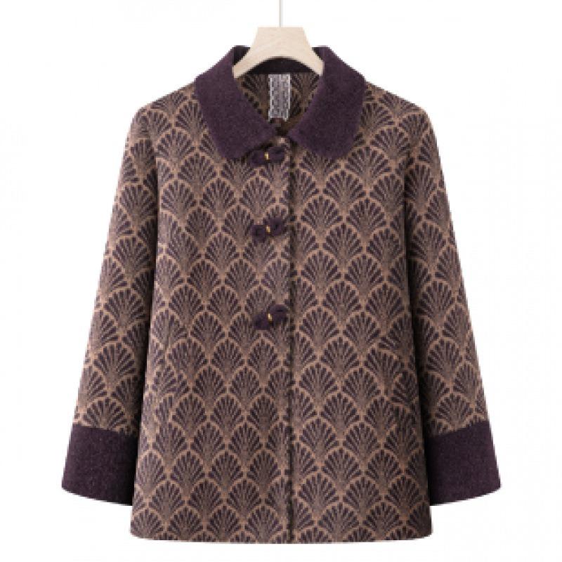 

Medium and elderly women s clothing winter clothing thickened imitation mink velvet jacket mother autumn and winter woolen top grandma noble coat 5XL [recommended 150-80kg] фиолетовый