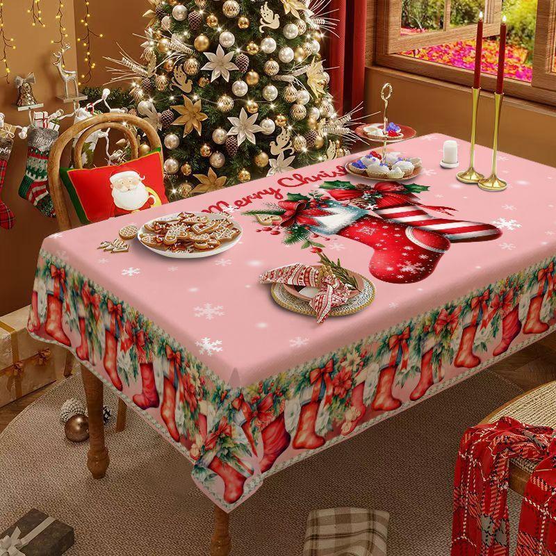 Weihnachtstischdecke, Neujahrs-Rundtischdecke, stimmungsvolle Dekoration, Kaffeetischdecke, Frühlingsfest-Tischdeckenbezug