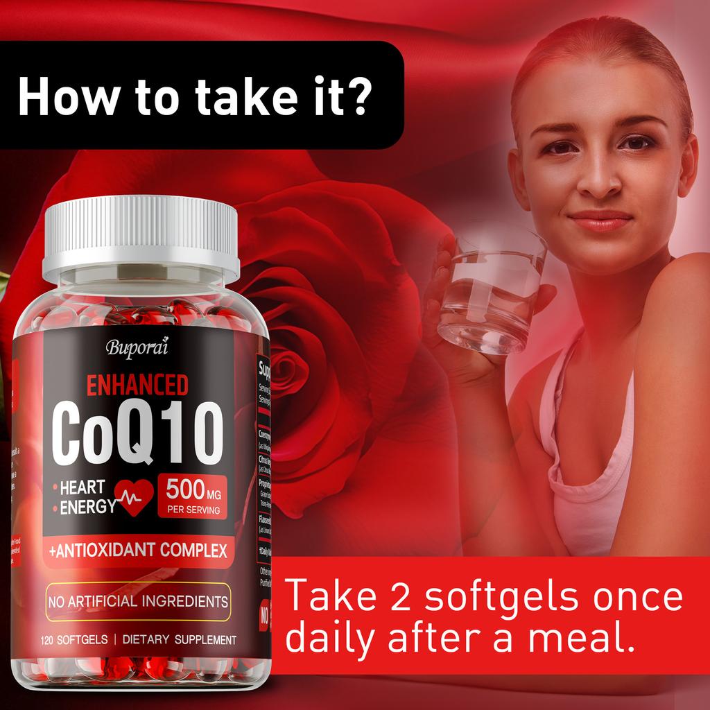 CoQ10 potenziata, 500 mg per porzione, Complesso antiossidante per supportare la salute del cuore e aumentare la produzione di energia, 120 capsule
