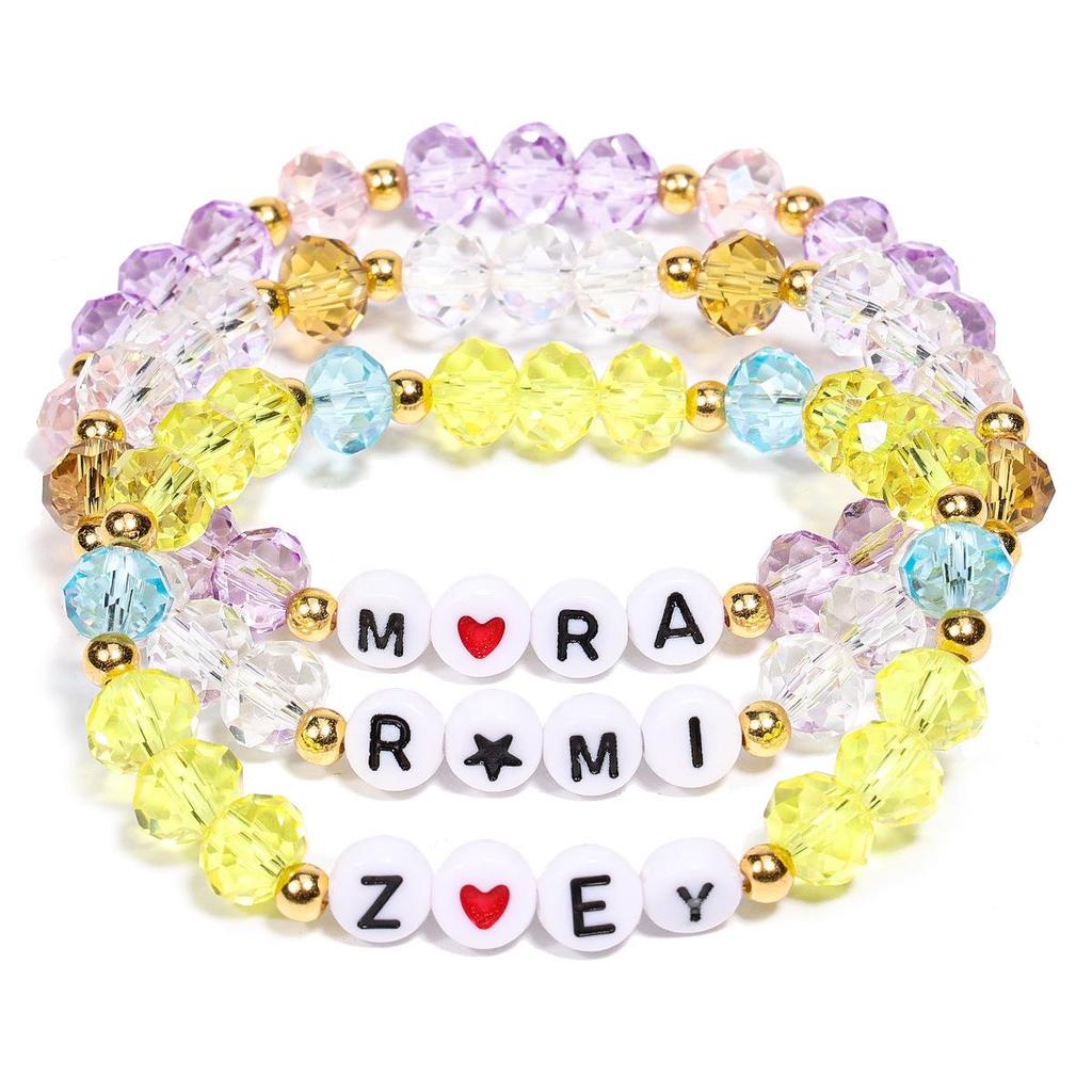 Kristallarmband-Set mit Glasperlen für Mädchen - K-Pop-inspiriertes stapelbares Schmuckgeschenk