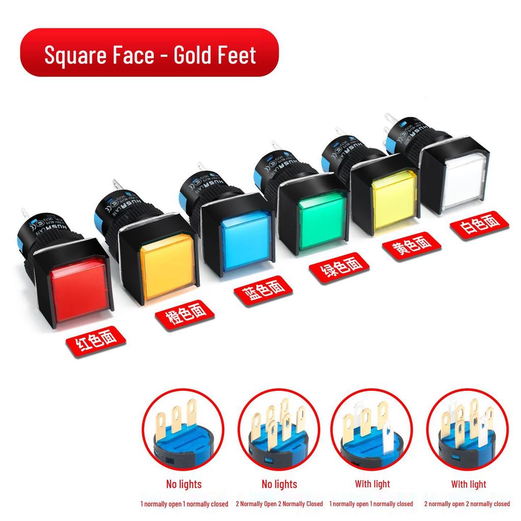 LA16 Illuminated 16mm Self-Resetting Push Button Switch – Round/Square/Rectangular Momentary Start
