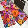 1pc Vibrant Floral Flannel Kitchen Floor Mat Machine Washable for Entrance Kitchen Living Room Laundry Bathroom Home Decor