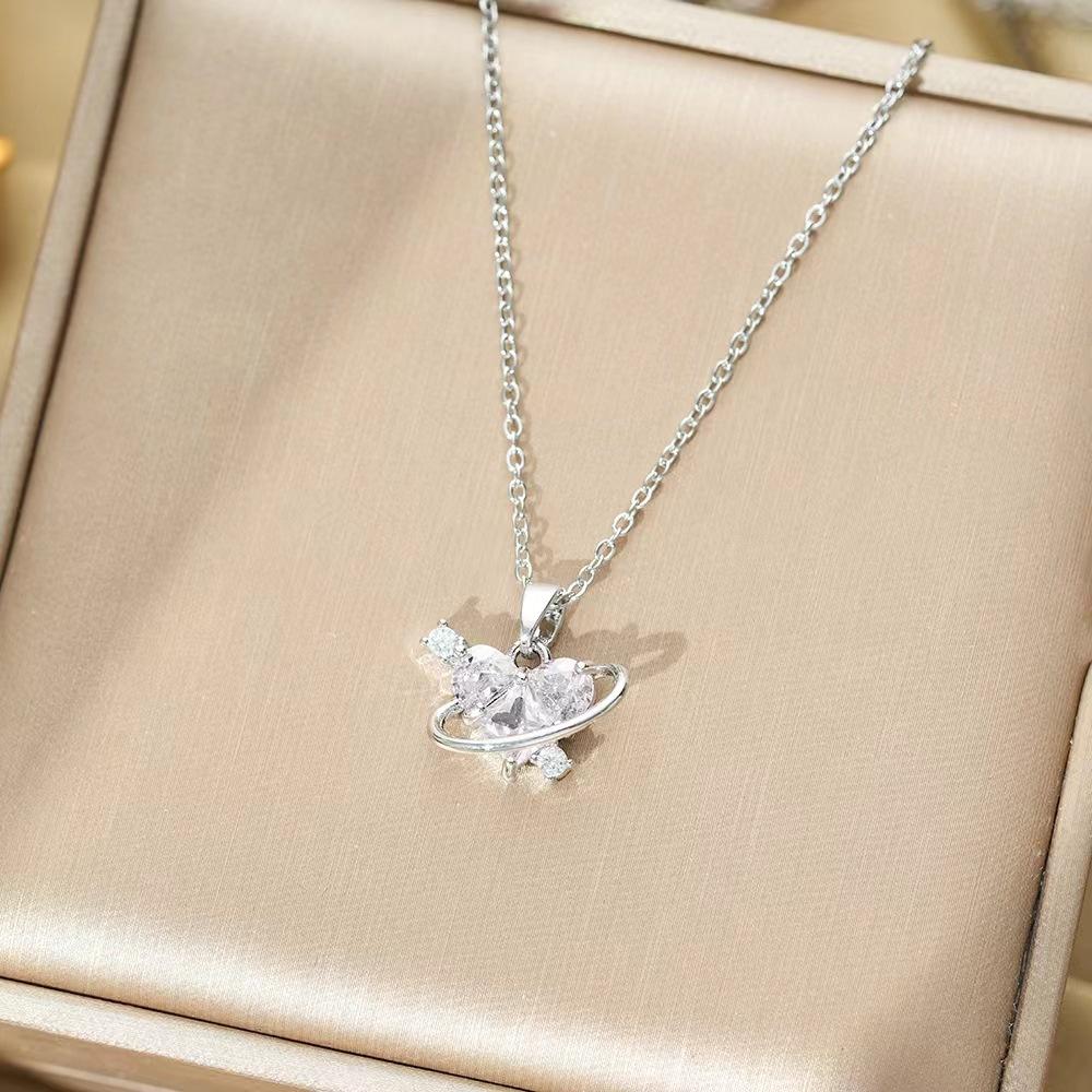 

Цирконий Любовь Ожерелье Личность Ниша Дизайн Модный Универсальный Ключица Цепь Женщины