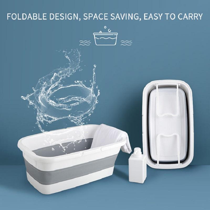 Portable Silicone Folding Car Wash Bucket Large Mop Bucket, Rectangular Thickened Plastic Household