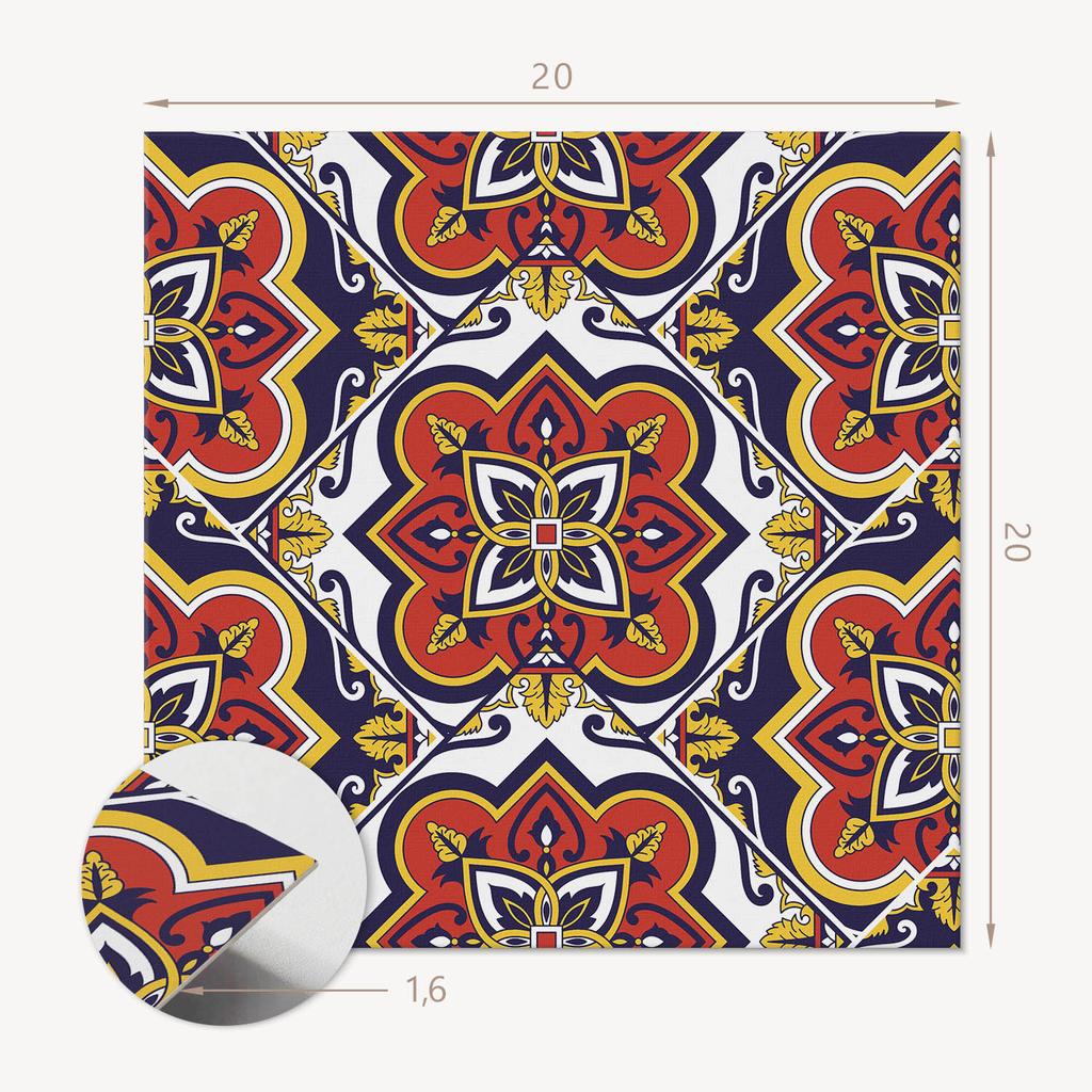 Naklejane Kafelki Dekoracyjne Do Szybkiej Odmiany Ściany Wzór Kwiatowy Z Ornamentami 20X20X20 Cm