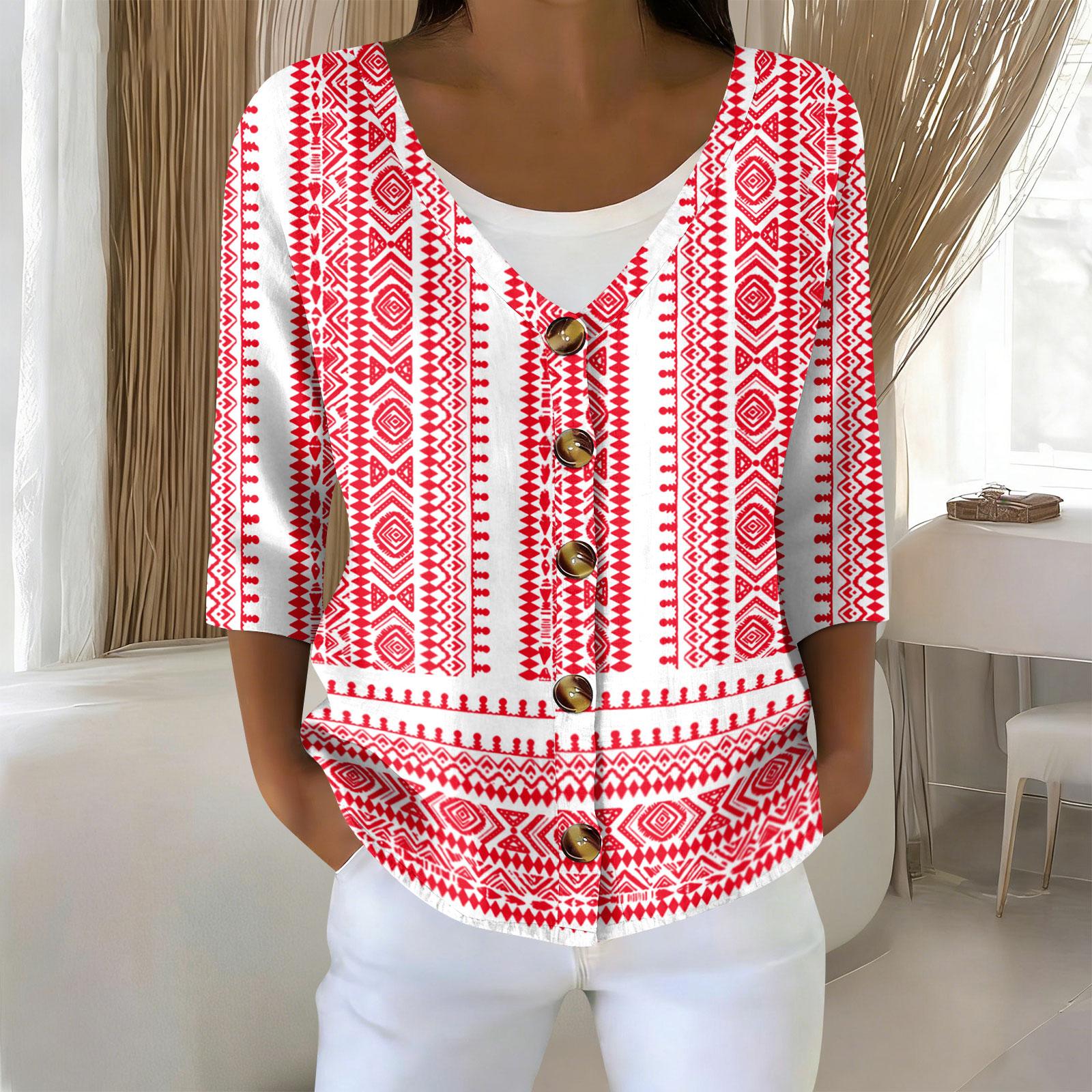 

Women s 3/4 Sleeve Shirts Graphic Tees Shirts Casual Basic Tops Pullovers XL червоний