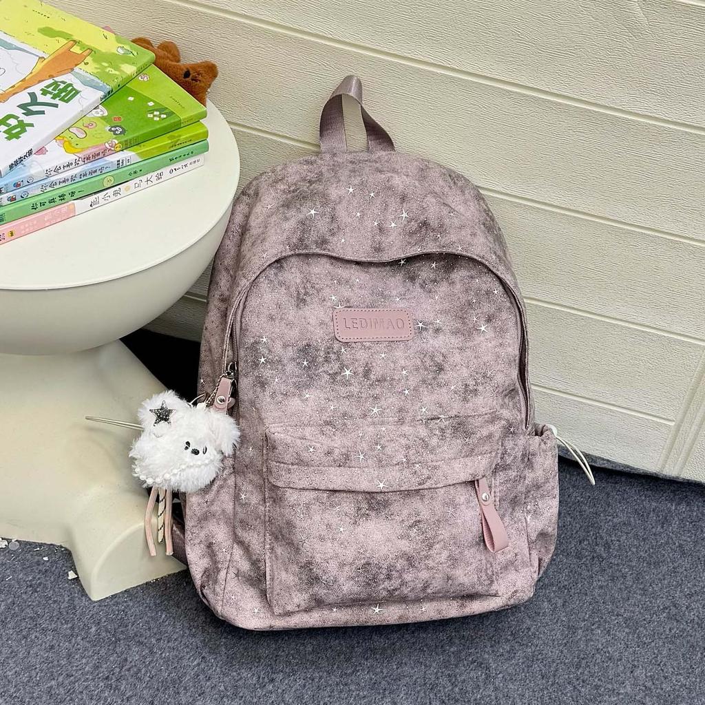 Schoolbag simple foreign style tie-dye backpack new trendy and cool texture large capacity computer backpack junior high school student schoolbag