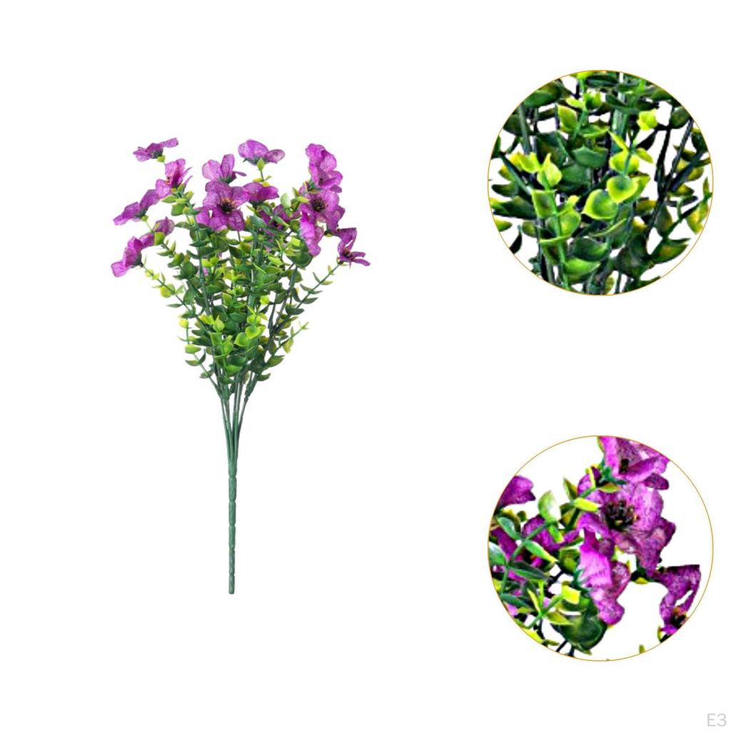 Artificial Violet Flower Bouquet Pick Fake Plant Faux Branch for Backyard