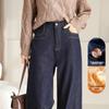 HSTYLE Women's High-Waist Fleece-Lined Wide-Leg Jeans