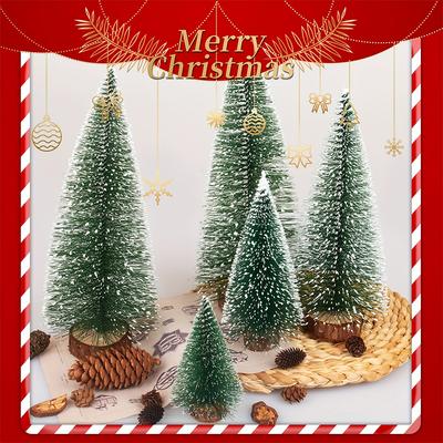 Mini Árvore de Natal de Madeira Artificial Pequeno Cedro Pinheiro Para Decoração de Quarto de Casa Festa de Halloween Ano Novo 2025 Enfeites de Navidad