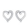 Sweet Half Pave Hollow Heart Stud S925 Silver VVS Round Moissanite Prong Set GRA Certified Sweet Gift Daily Wear Stud Earrings