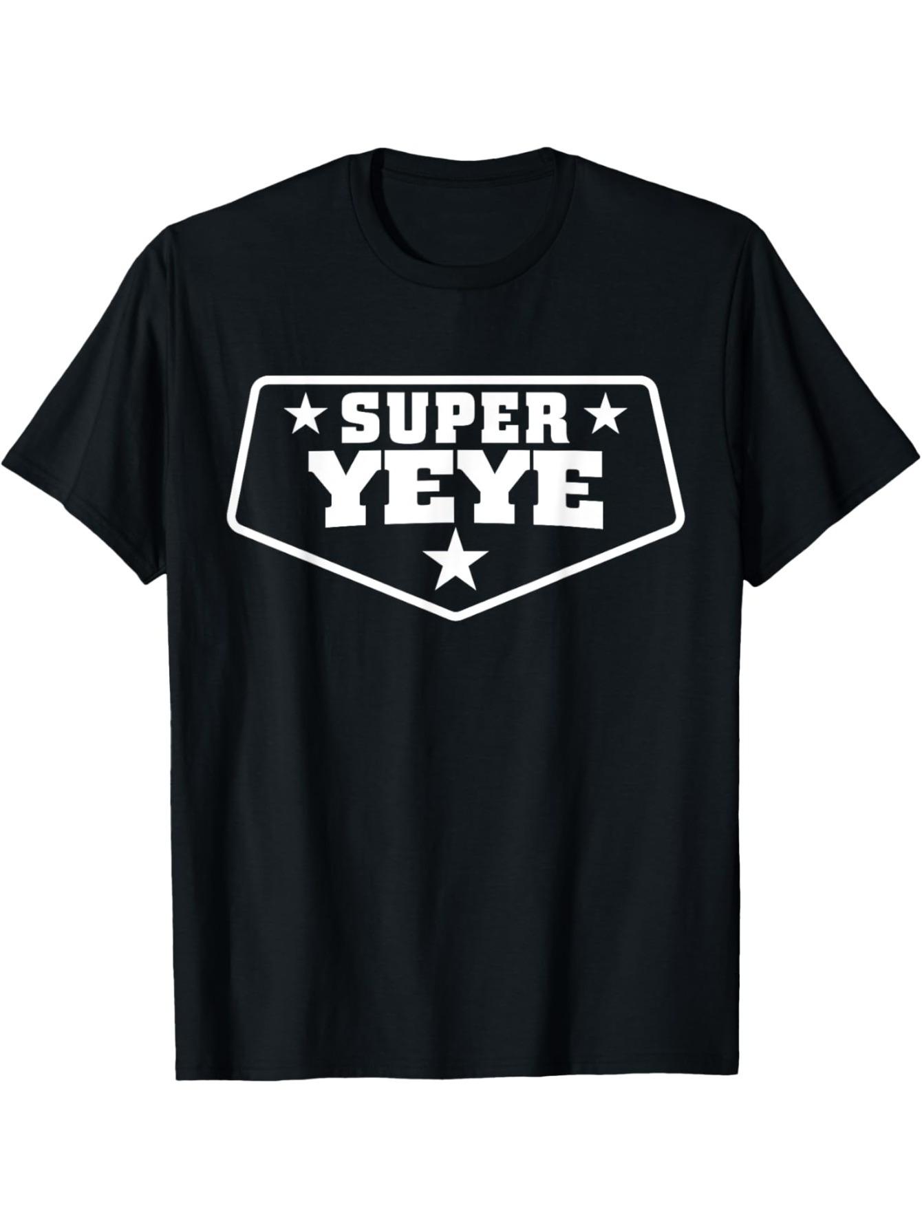 

Super Yeye Chinese Text & Stars Print Loose Fit T-Shirt - Oversized Round Neck Casual Summer Tee Suitable for Chinese Grandpa - Novelty Gift XXXL