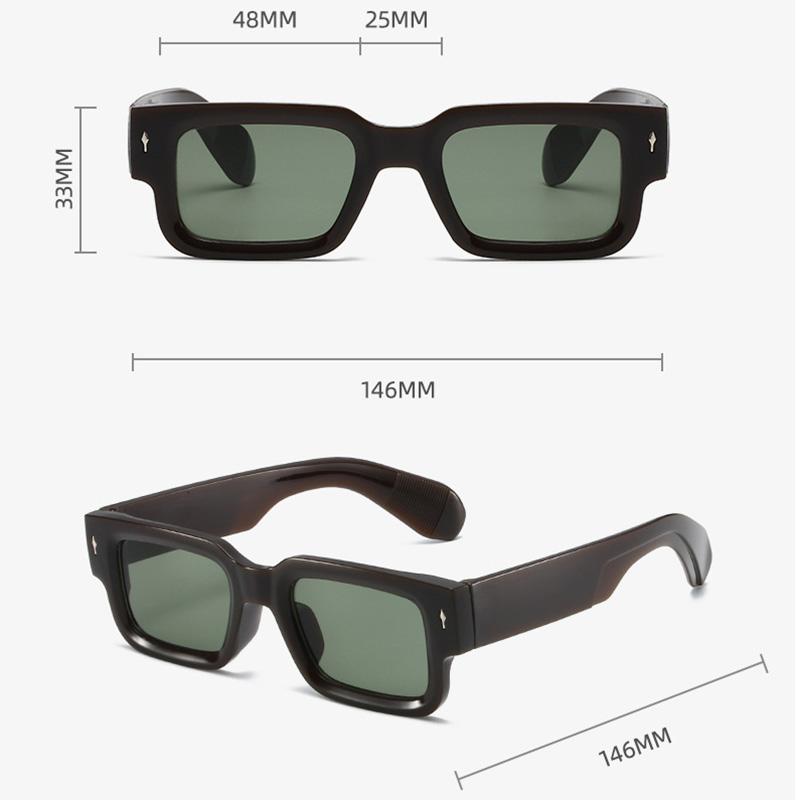 Fashion Retro Thick Leg Square Frame Sunglasses Men Women Popular Brand Small Frame Rice Nail Sun Glasses Oculos De Sol