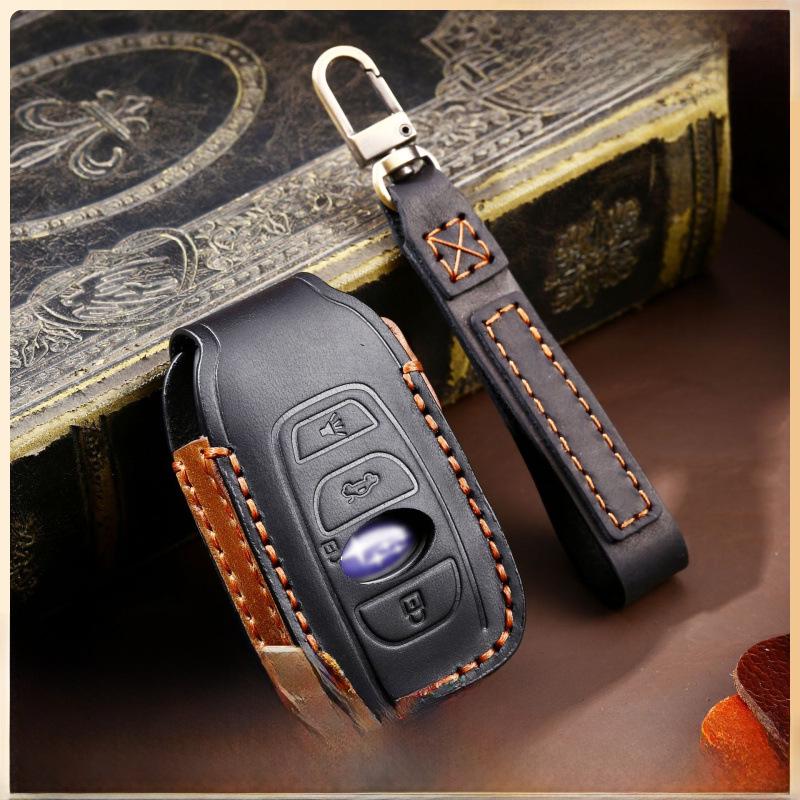 

Crazy Horse Leather Key Cover for Subaru - High-End Protective Bag