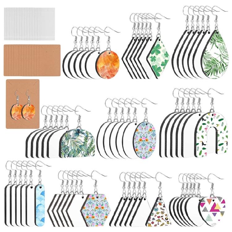 Brincos em Branco para Sublimação Diversos Brincos para Transferência de Calor Não Acabados com Ganchos