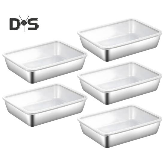 Stainless Steel Lunch Box with Transparent Lid Leakproof Food Container for Cheese Deli Meat Fruits Oven Baking Picnics Raised Bottom Patterns Food