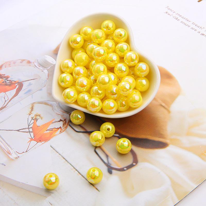 

Акриловые искусственные жемчужины цвета AB круглые бусины для браслетов своими руками Diameter 6mm, 100 pieces/pack жёлтый