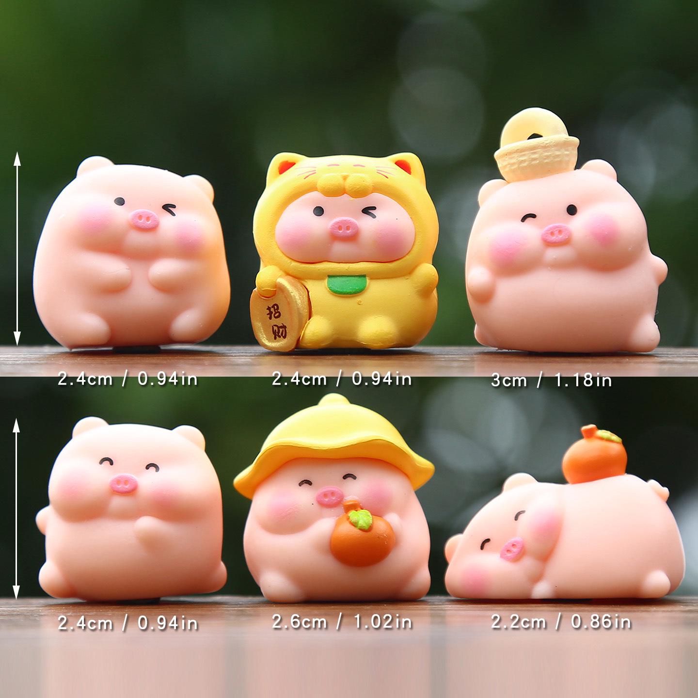 Cartoon Wealth Pig Series: Cute Pig Ornaments in Raincoat & Persimmon - Blind Box Wealth-Inviting Cute Pig